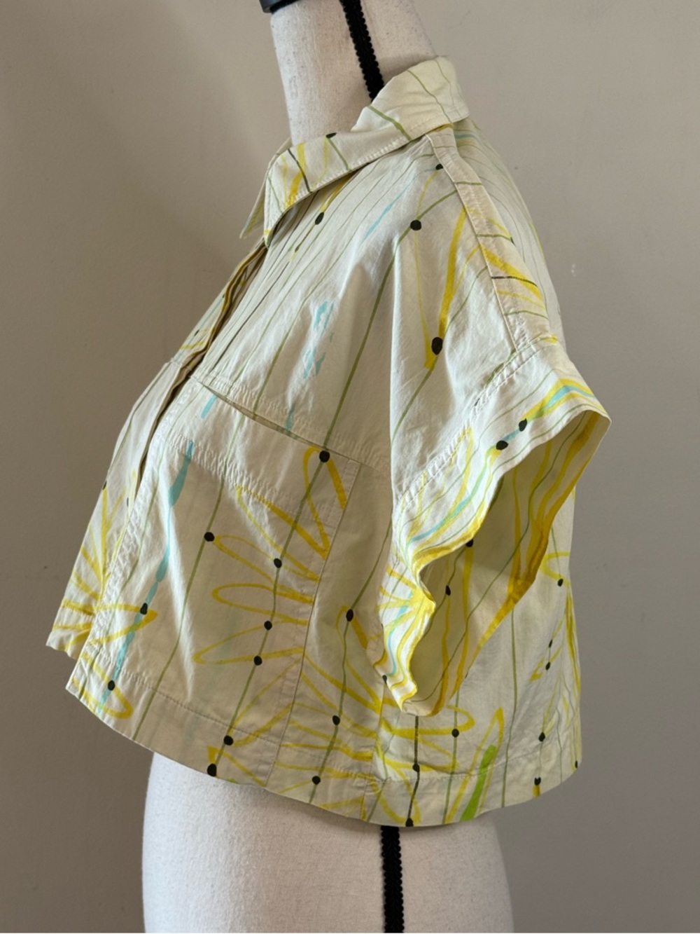 Zara yellow crop top flowers stripes polka dots SZ SM - Picture 3 of 13